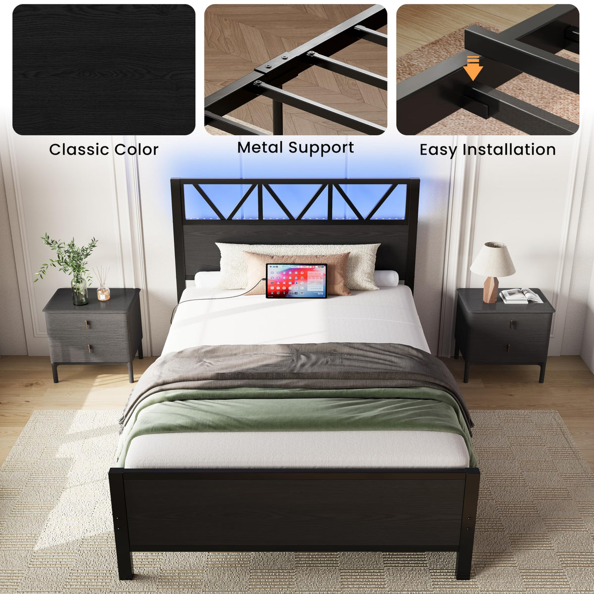 Twin XL Bed Frame with 2 Storage Drawers D124