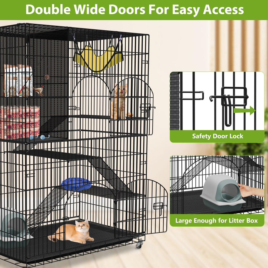Extra Large 4-Tier Indoor Cat Cage with Wheels V6694