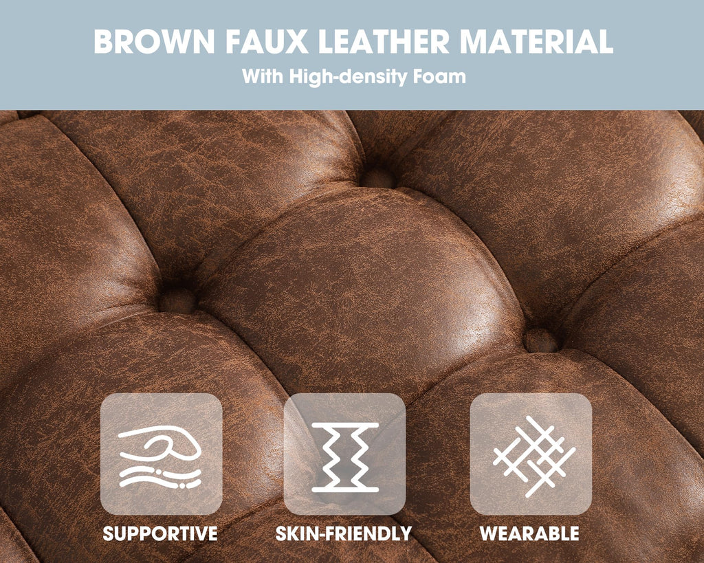 51" Brown Button-Tufted Storage Bench N986