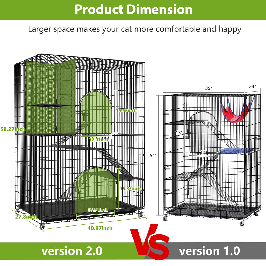 Extra Large 4-Tier Indoor Cat Cage with Wheels V6694