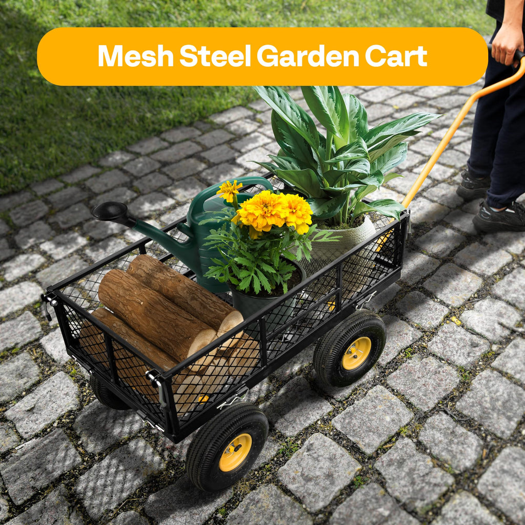 Heavy Duty 4.5 Cu Ft Mesh Steel Garden Cart J514