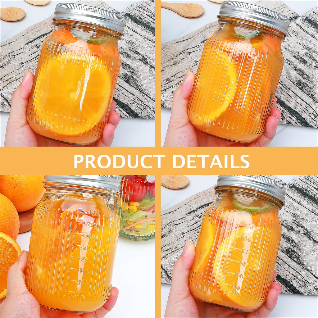 16 Pack 16 oz Mason Jars with Lids P204